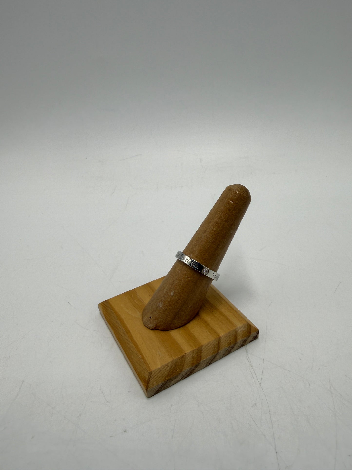 Tiffany & Company Platinum 3mm Band w/ Diamonds Luxury Designer Ring, Size 7