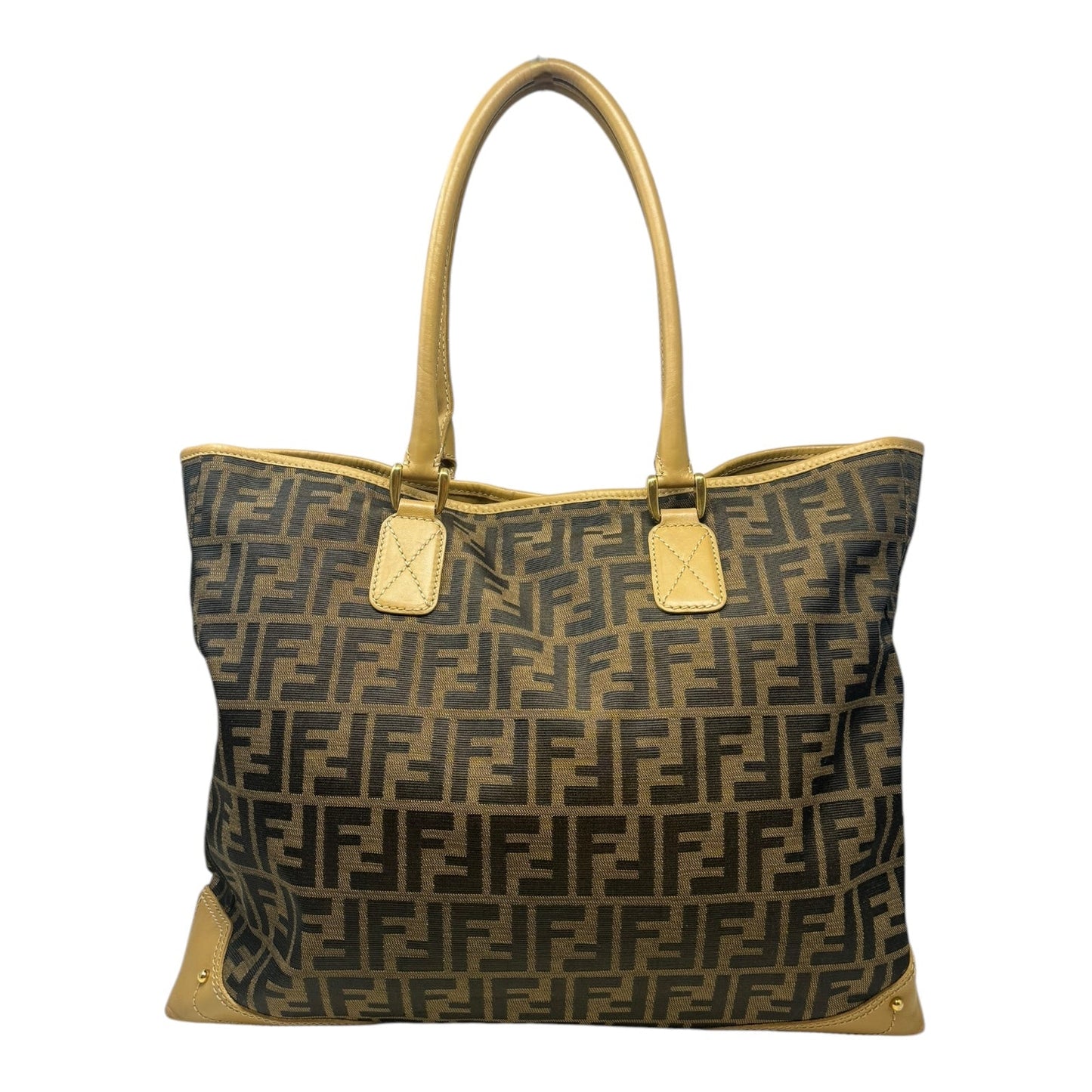 Zucca Canvas Logo Tote Handbag Luxury Designer By Fendi, Size: Large