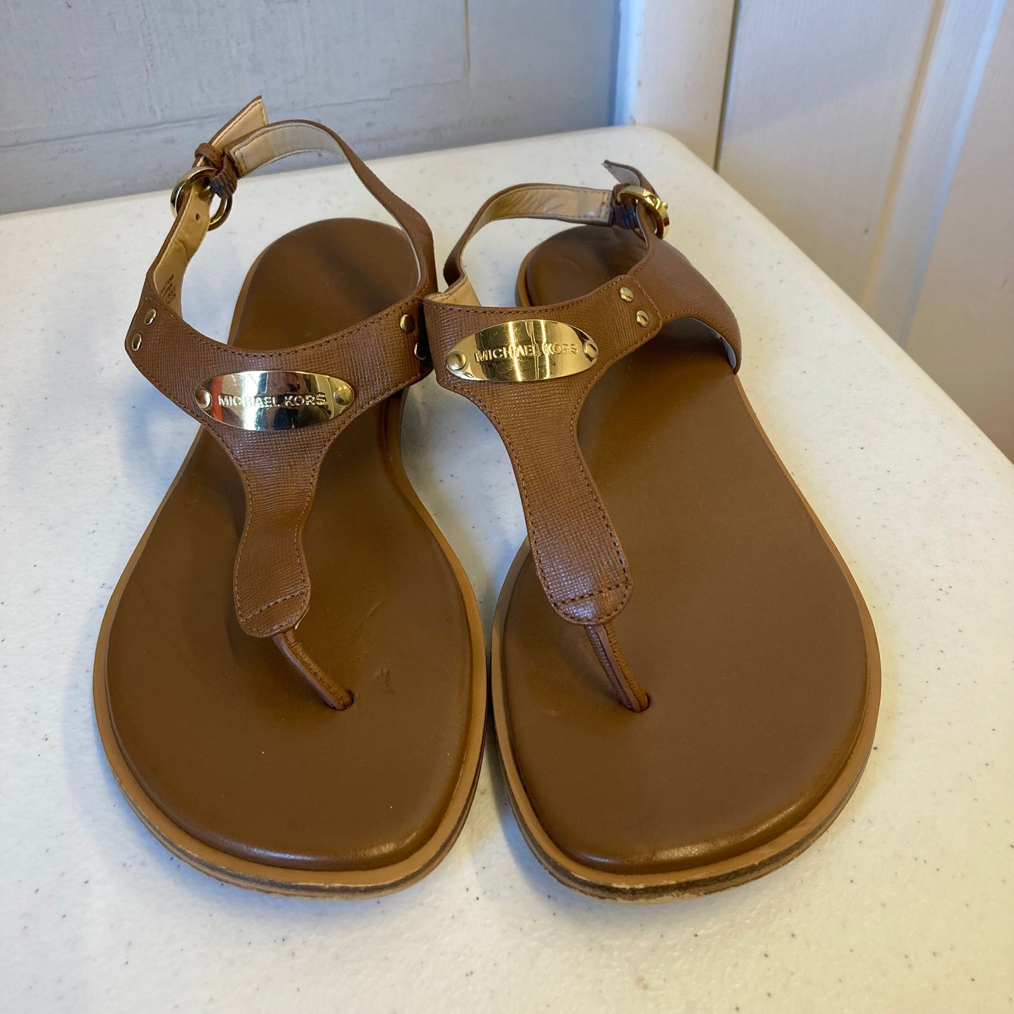 Sandals Designer By Michael Kors In Brown, Size:8