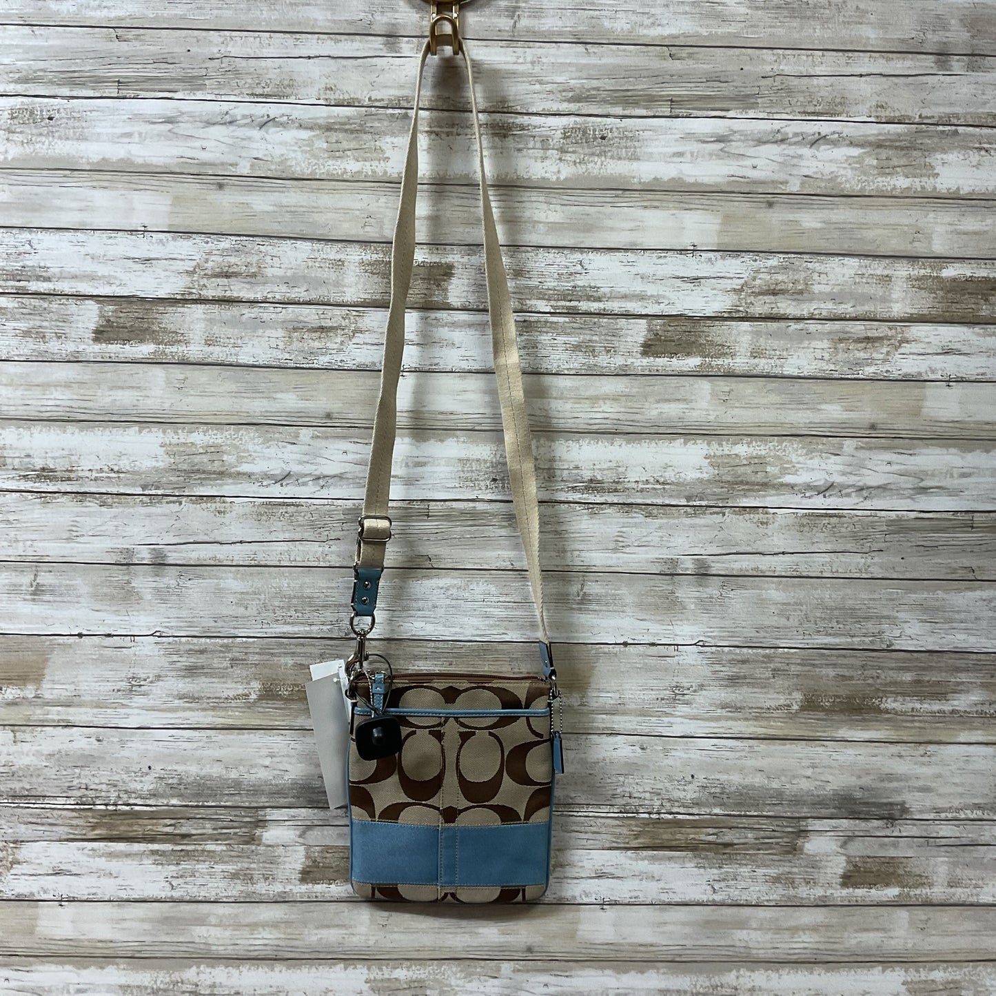 Crossbody Designer By Coach In Blue & Brown, Size:Small