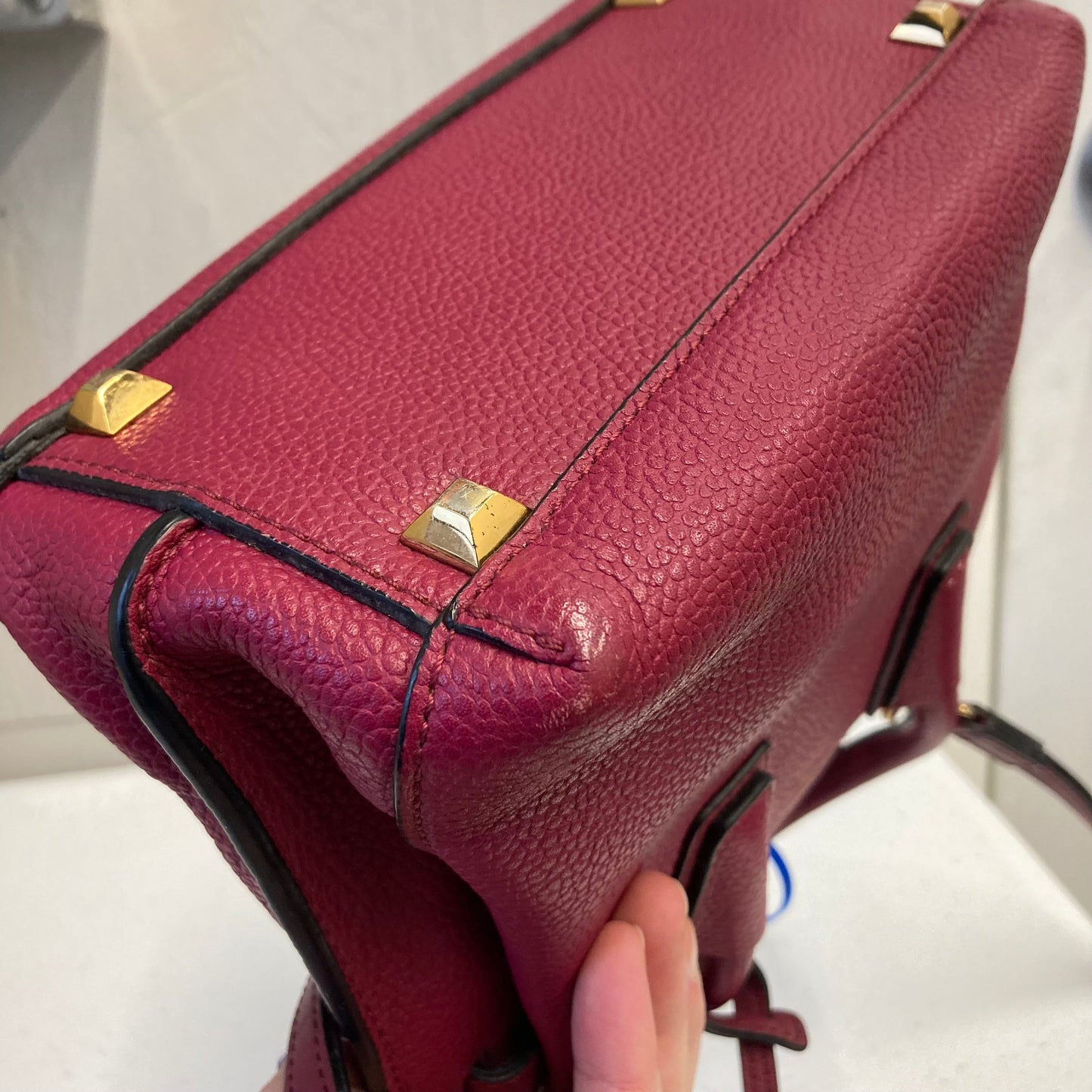 Handbag Luxury Designer By Mcm In Red, Size:Small