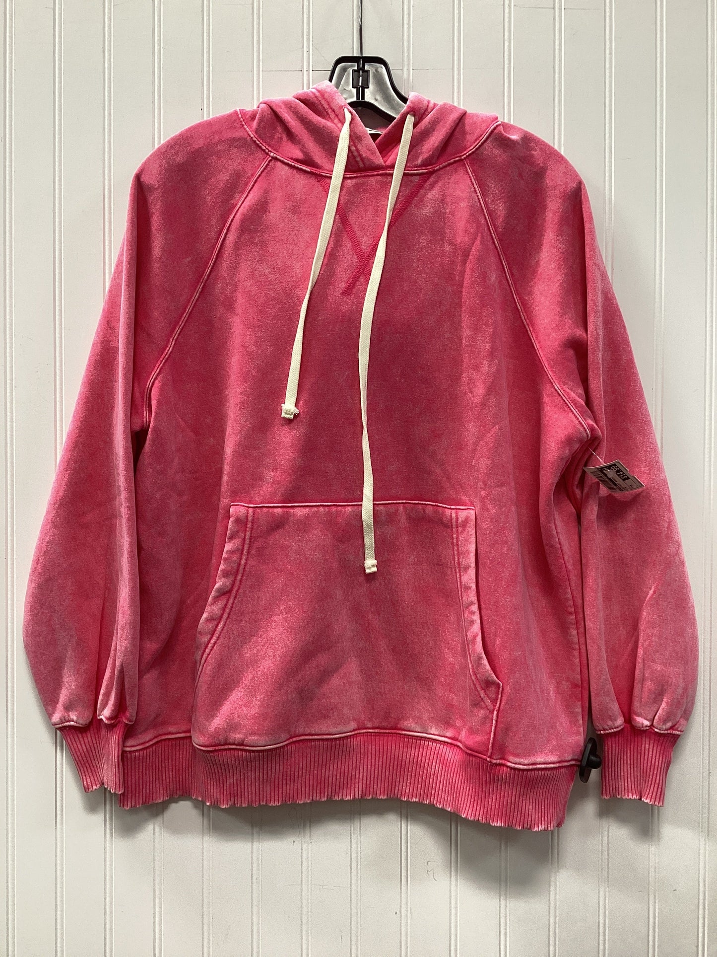 Sweatshirt Hoodie By Zenana In Pink, Size:M