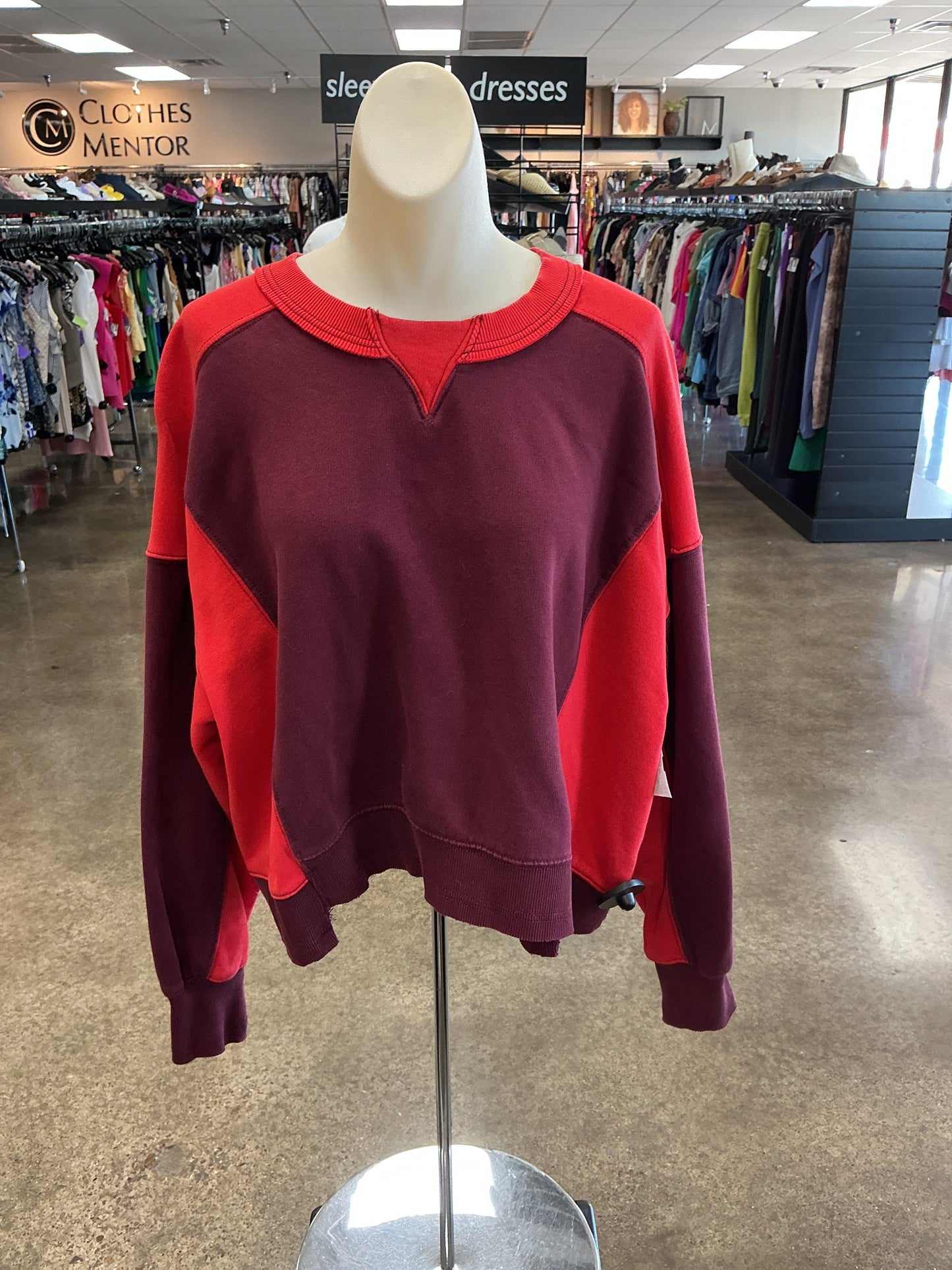Athletic Sweatshirt Crewneck By Free People In Red, Size:M