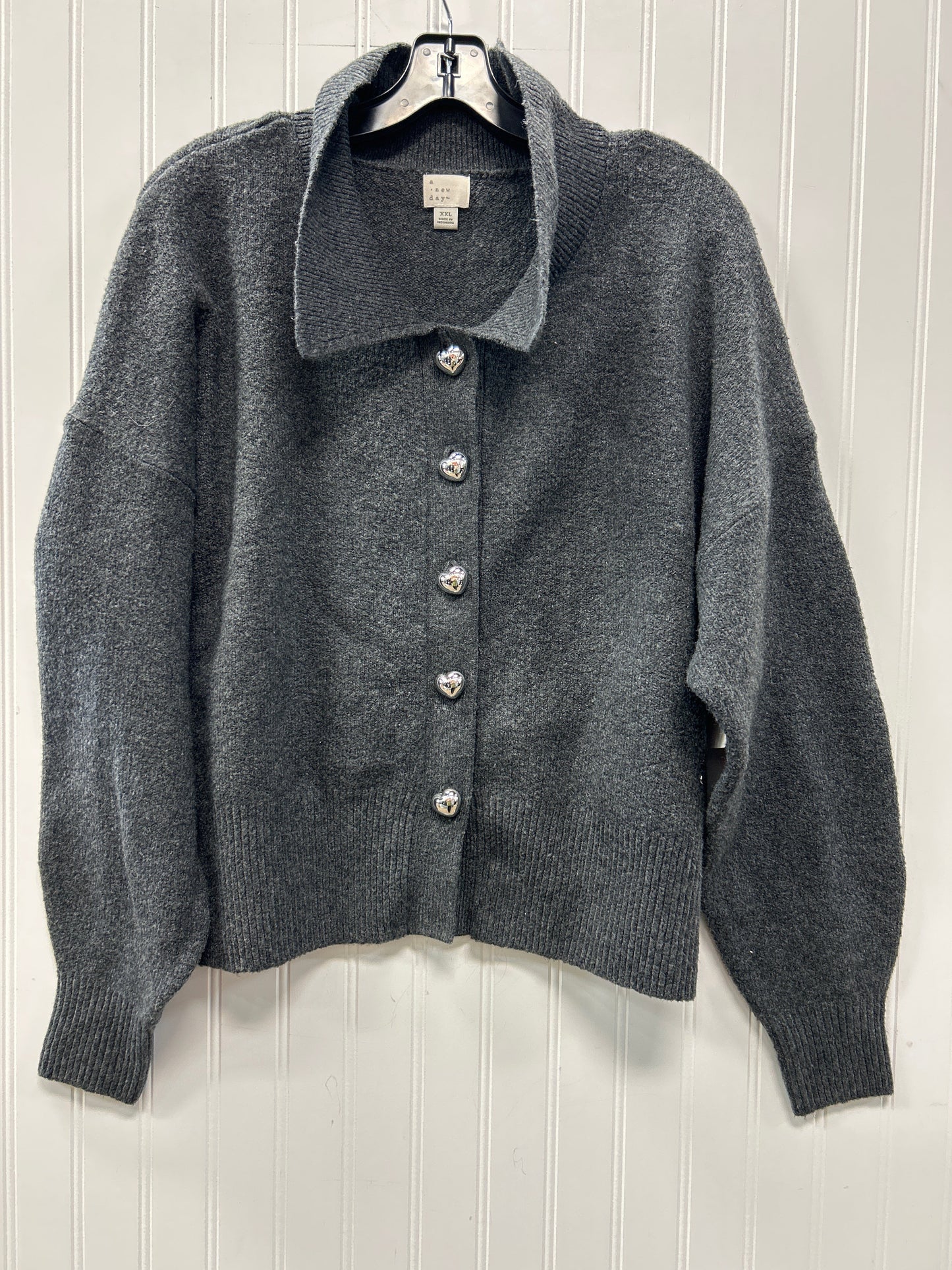 Sweater Cardigan By A New Day In Grey, Size:1X