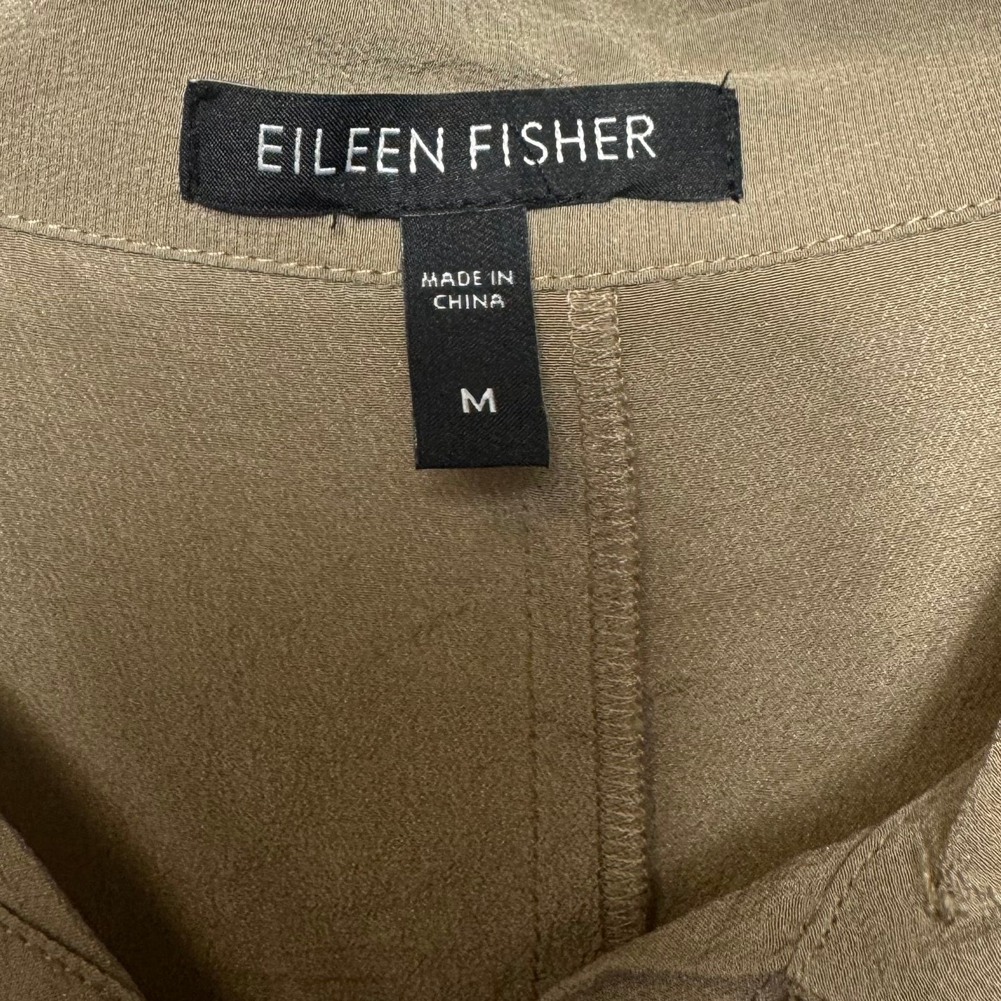 Silk Button Down Caftan Top By Eileen Fisher In Taupe, Size: M