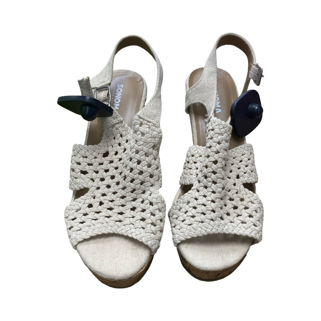 Sandals Heels Wedge By Sonoma In Cream, Size:7