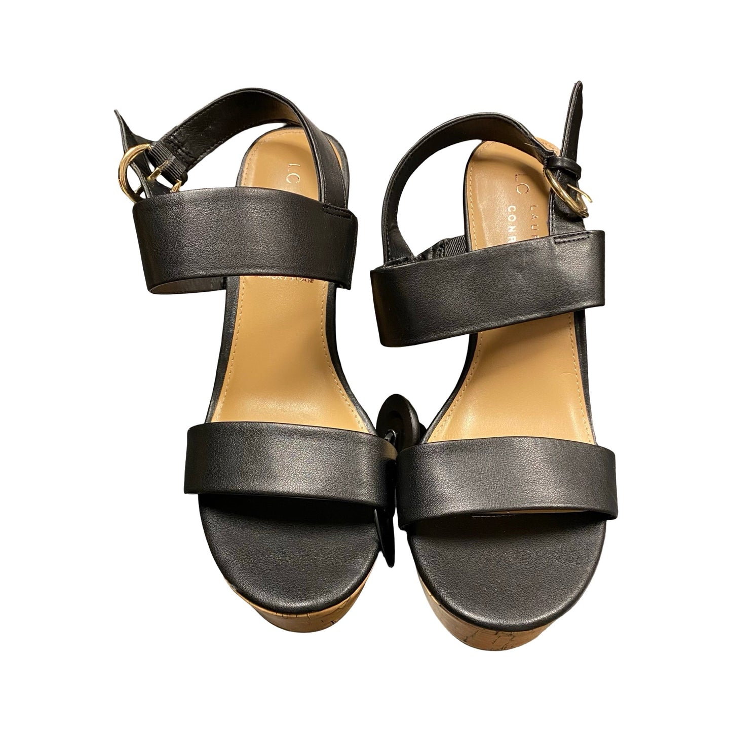 Sandals Heels Wedge By Lc Lauren Conrad In Black, Size:9