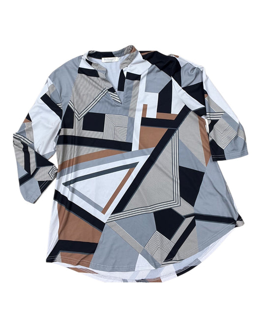 Top Ls By Clothes Mentor In Grey & Tan, Size:Xl