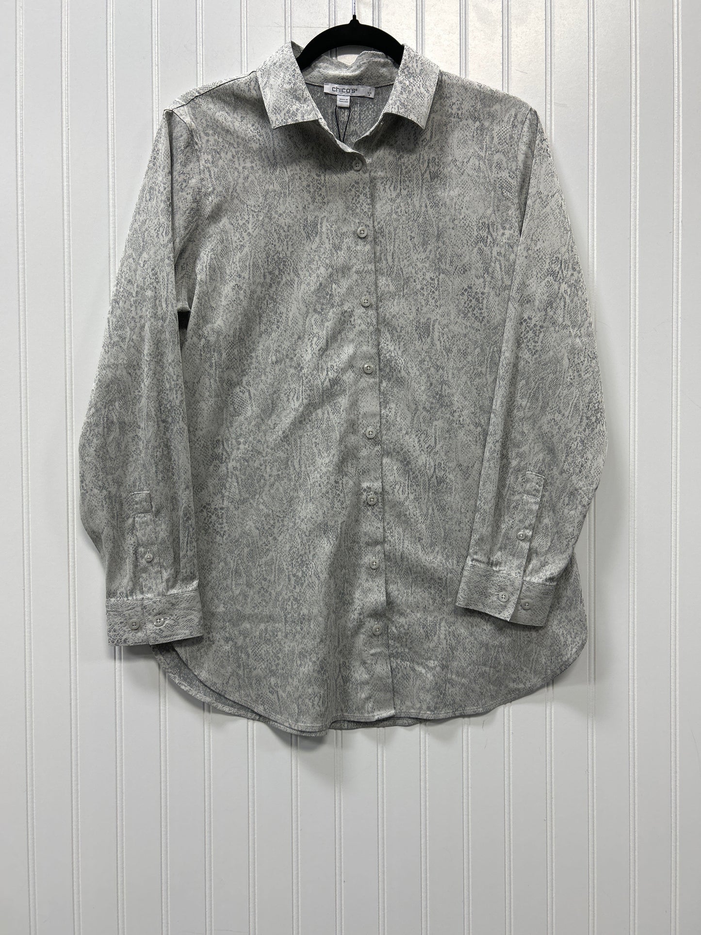 Blouse Ls By Chicos In Grey, Size:M