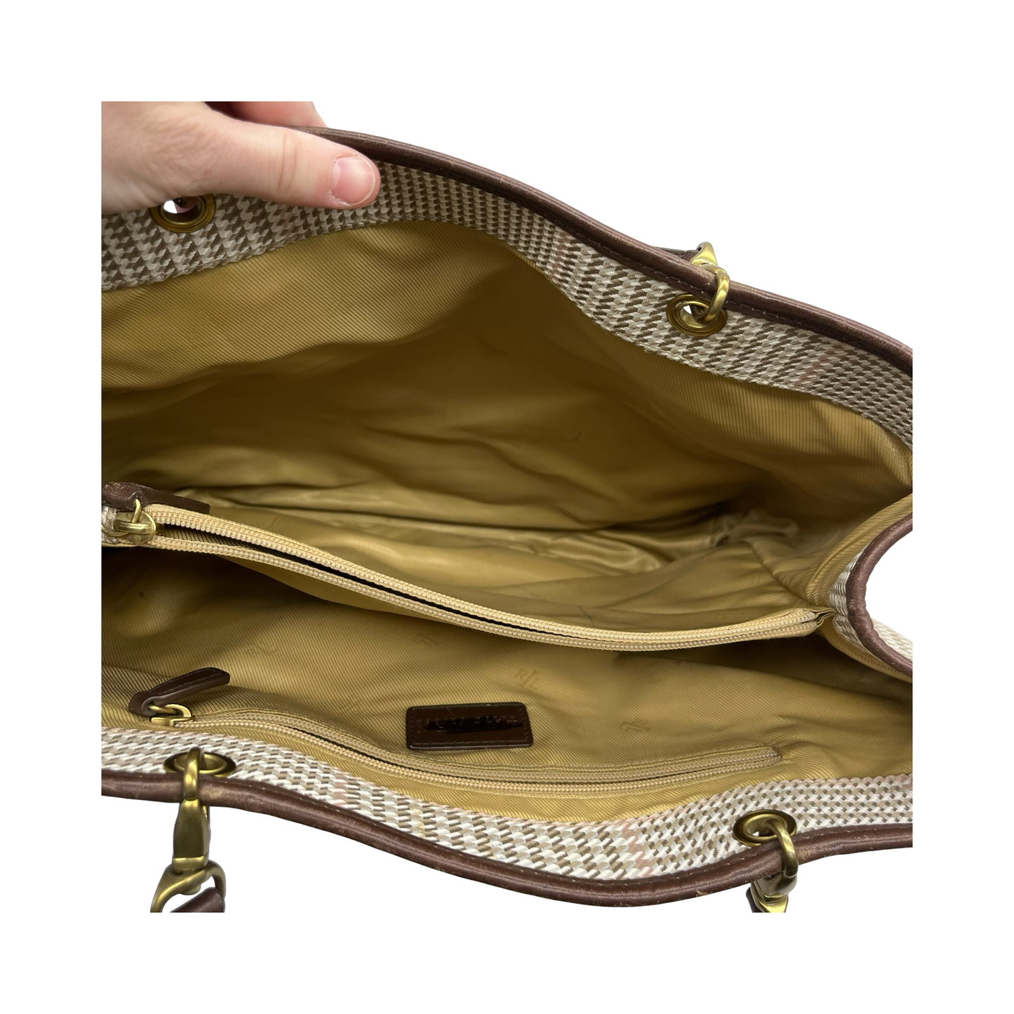 Handbag By Lauren By Ralph Lauren In Brown & Pink, Size:Medium