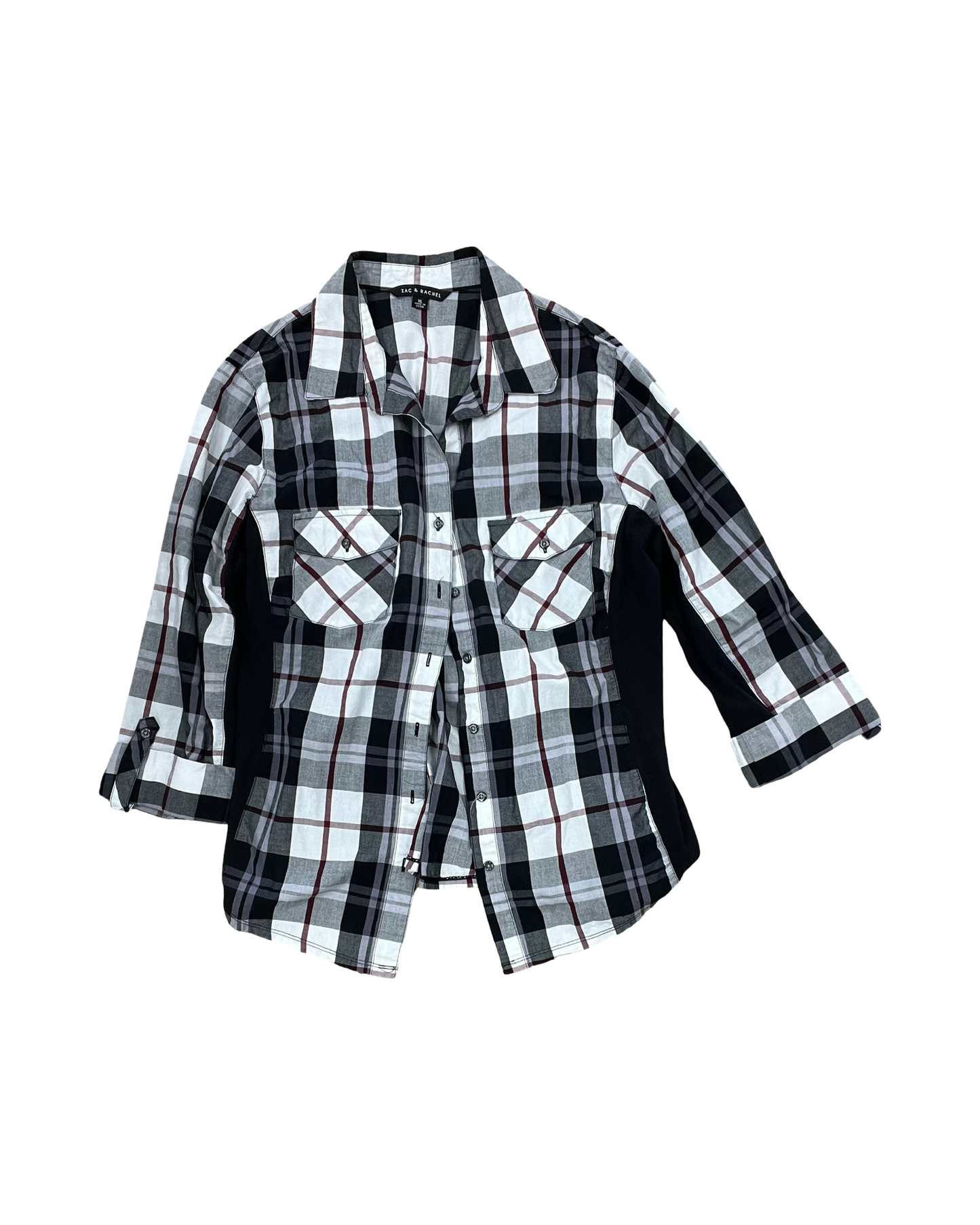 Blouse 3/4 Sleeve By Zac And Rachel In Black & Red, Size:Xl