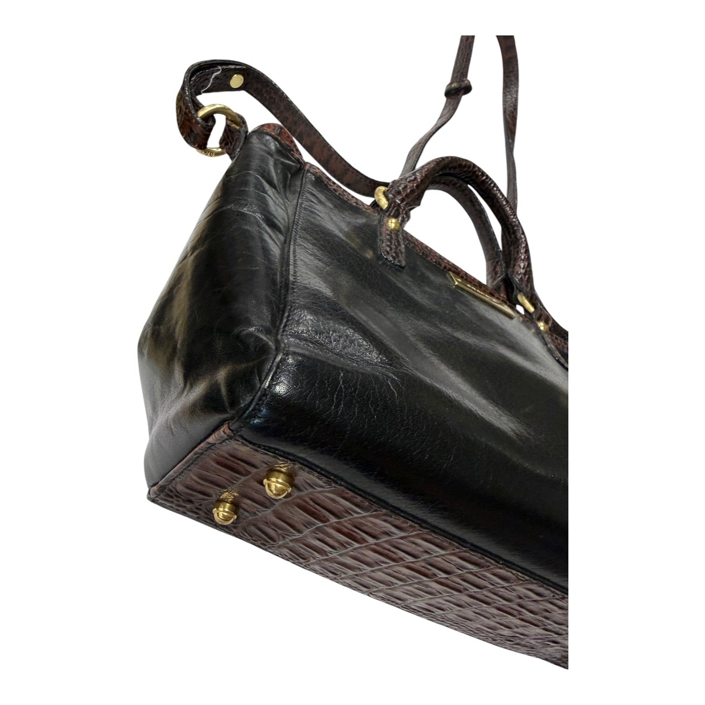 Handbag Designer By Brahmin In Black & Brown, Size:Medium