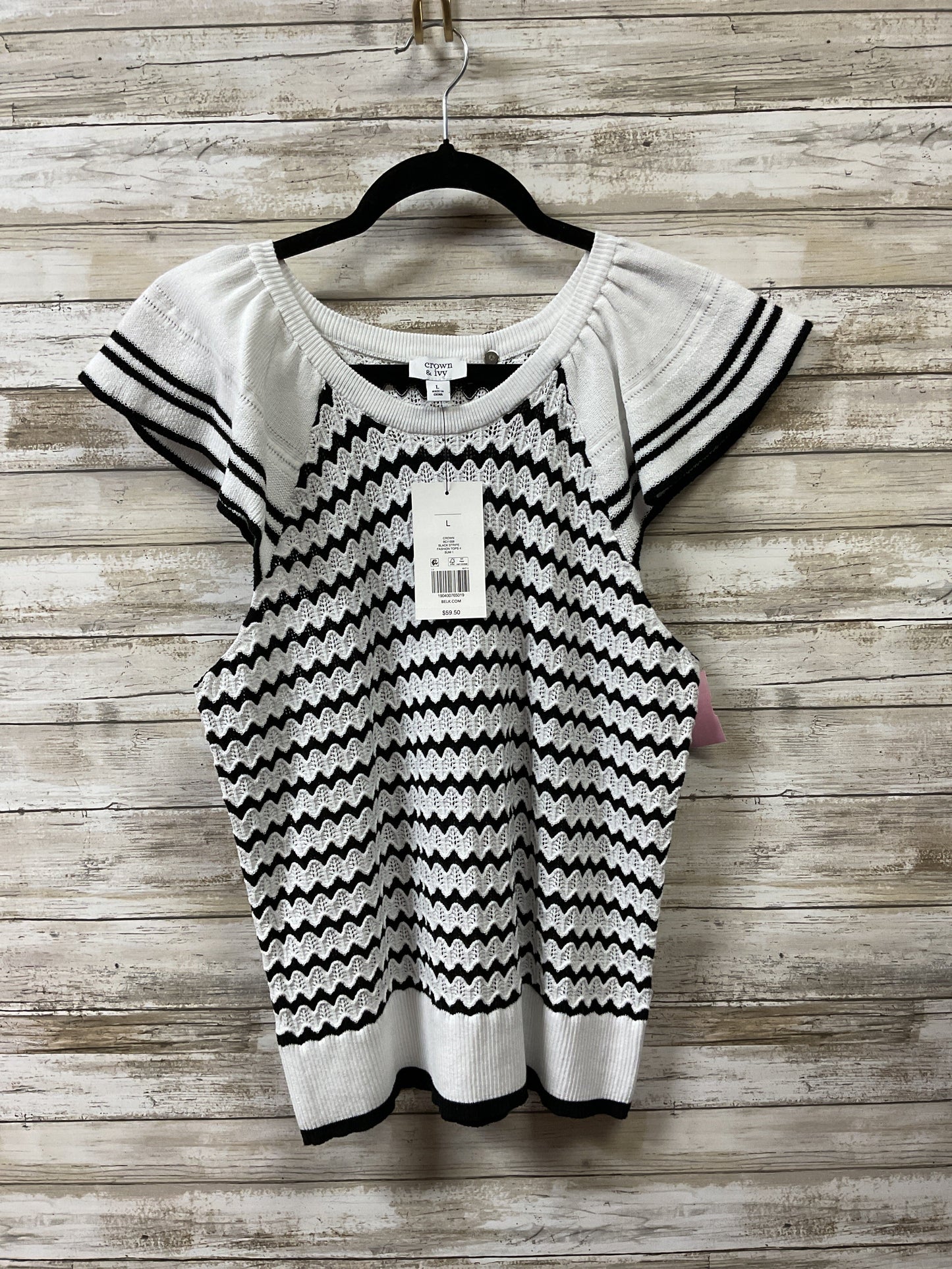 Top Sleeveless By Crown And Ivy In Black & White, Size:L