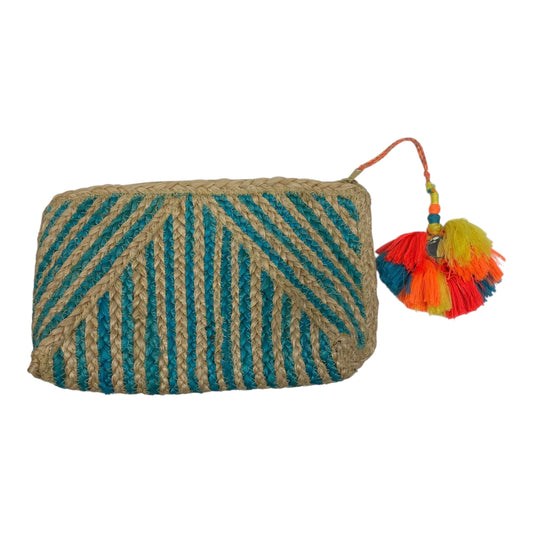 Clutch By Clothes Mentor In Blue & Cream, Size:Large