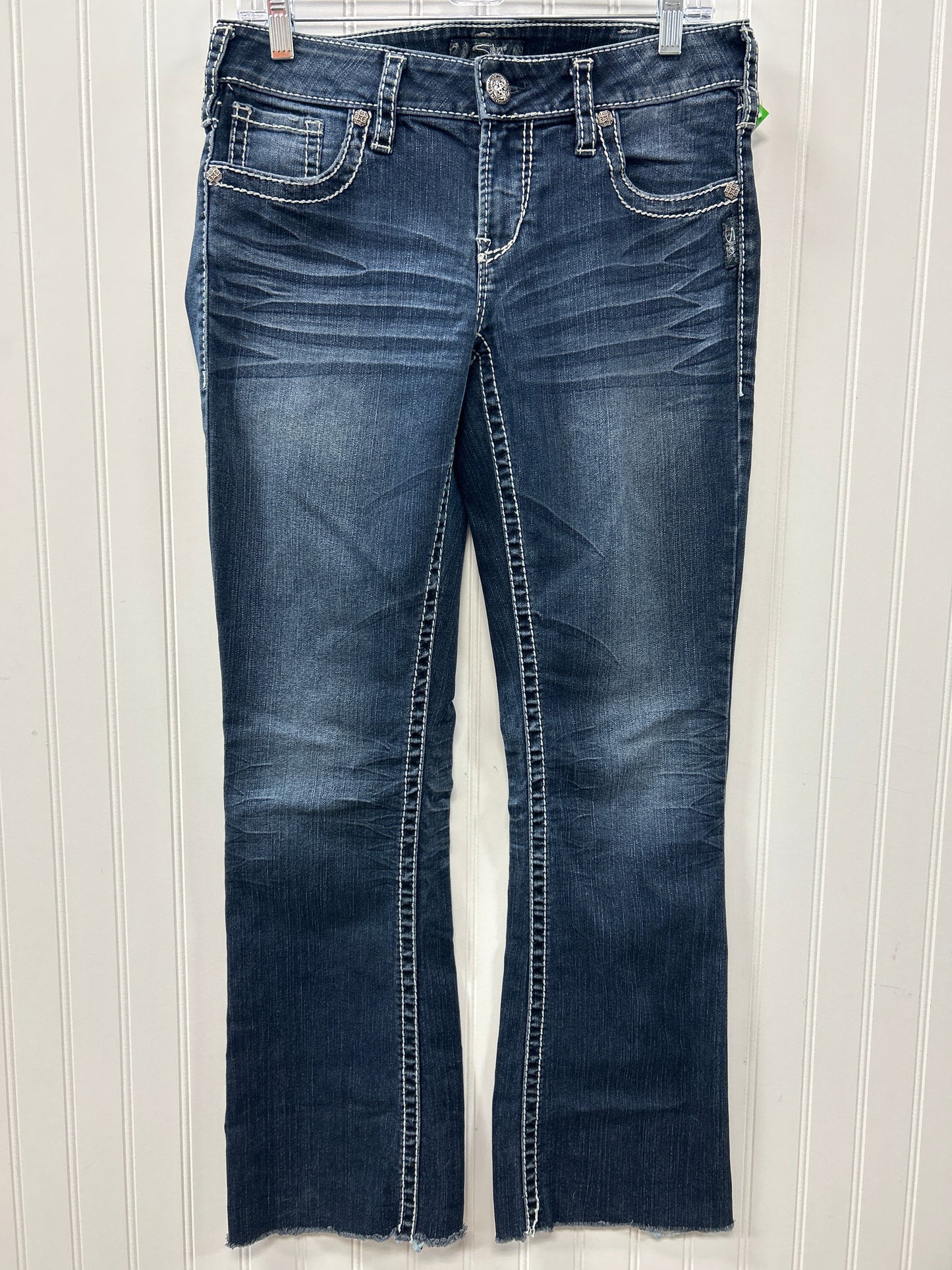 Jeans Boot Cut By Silver In Blue Denim, Size:10