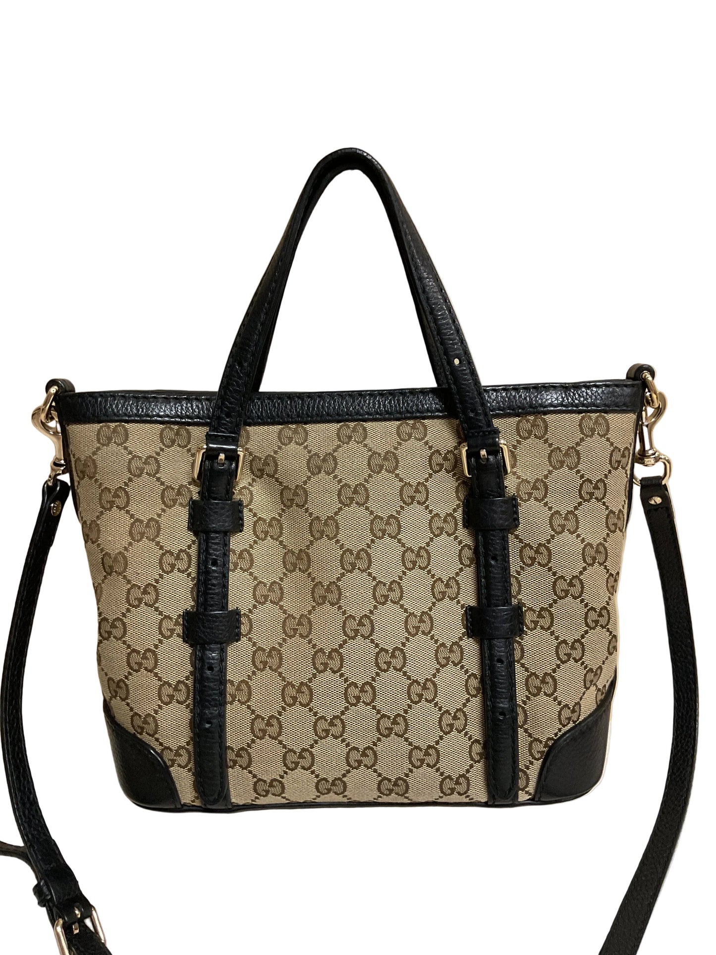 Tote Luxury Designer By Gucci In Black & Tan, Size:Small