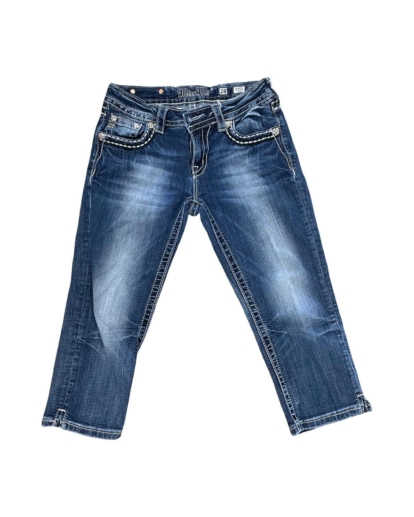 Jeans Cropped By Miss Me In Blue Denim, Size:6