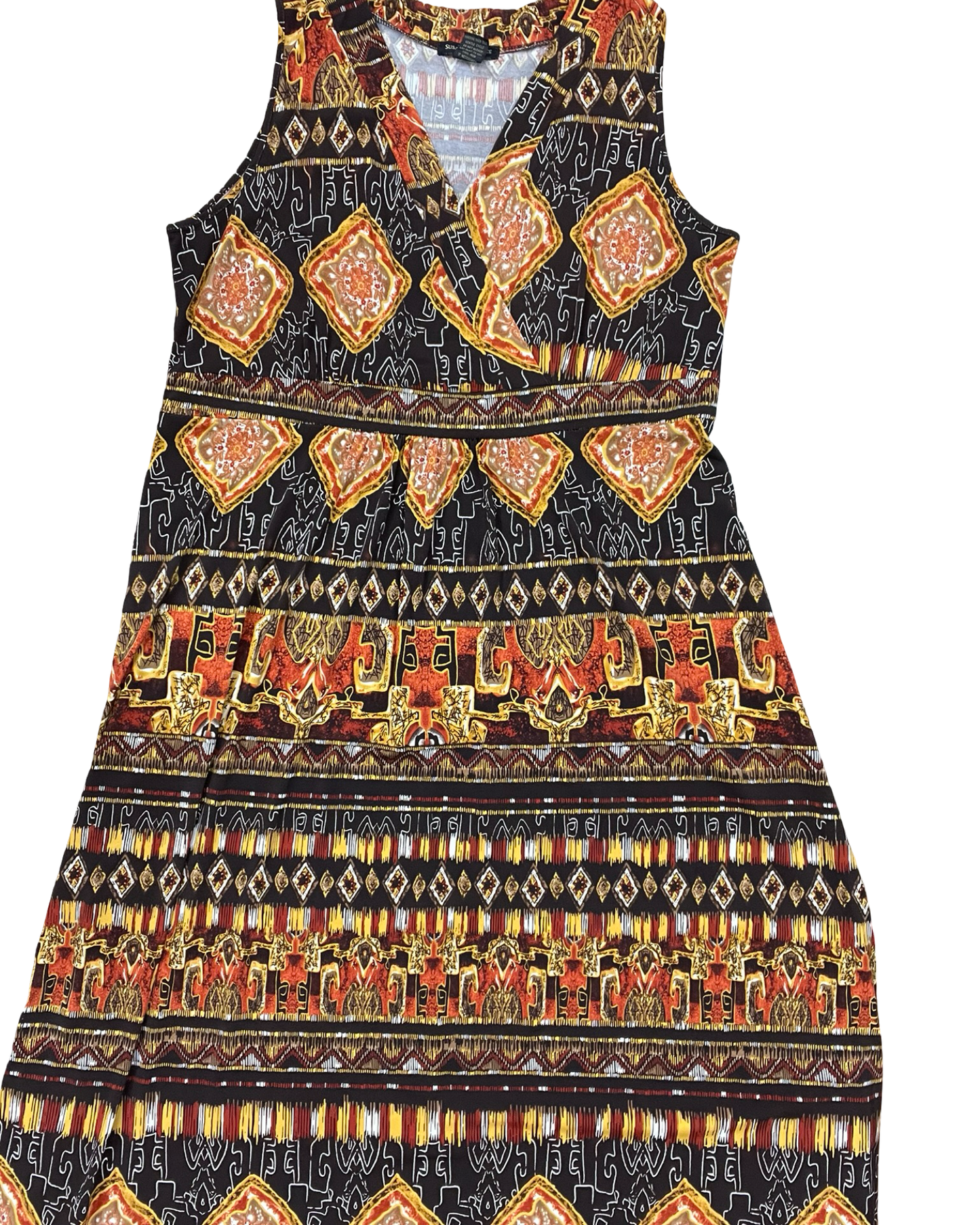 Dress Casual Maxi By Susan Lawrence In Brown & Orange, Size:1X