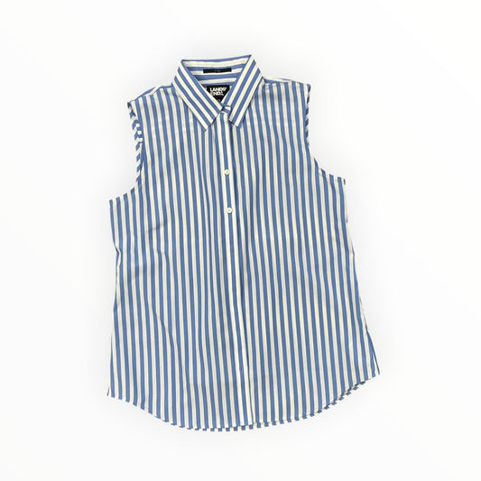 Blouse Sleeveless By Lands End In Blue & White, Size:Xs