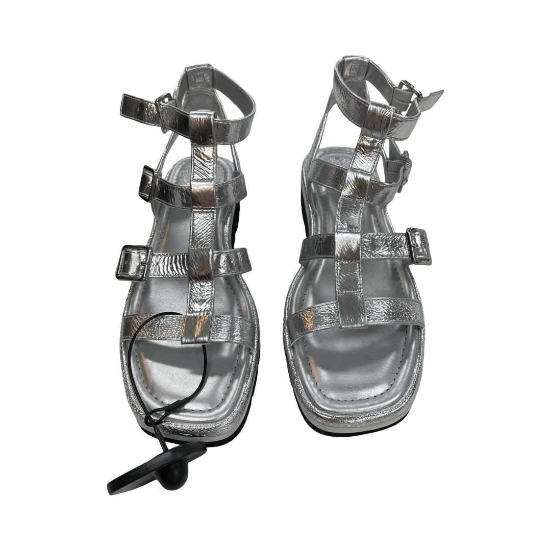 Sandals Flats By Vince Camuto In Silver, Size:6