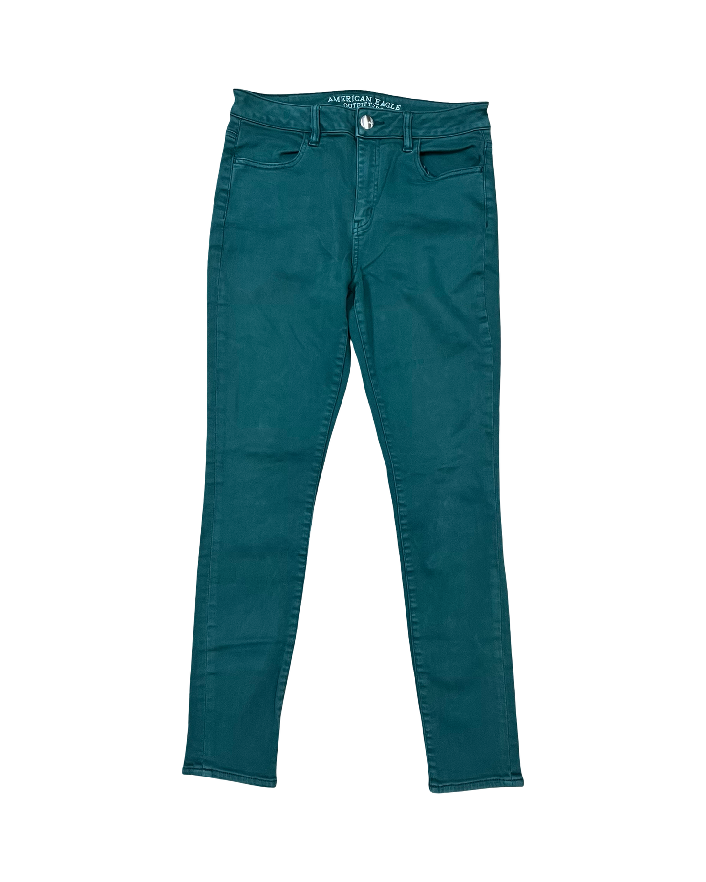 Jeans Skinny By American Eagle In Green Denim, Size:10