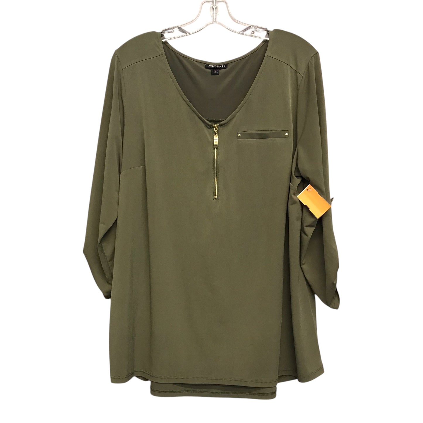 TOP LS by ROZ AND ALI In GREEN, Size: 1X