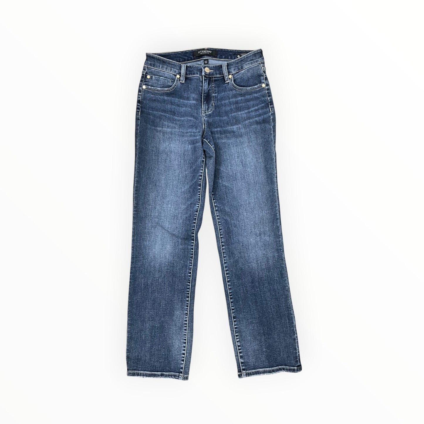 Jeans Straight By Liverpool In Blue Denim, Size:4