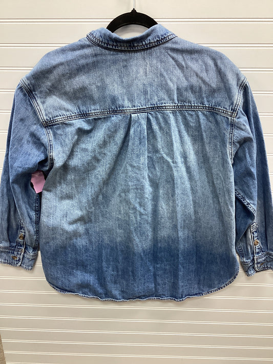 Blouse Ls By Universal Thread In Blue Denim, Size:L