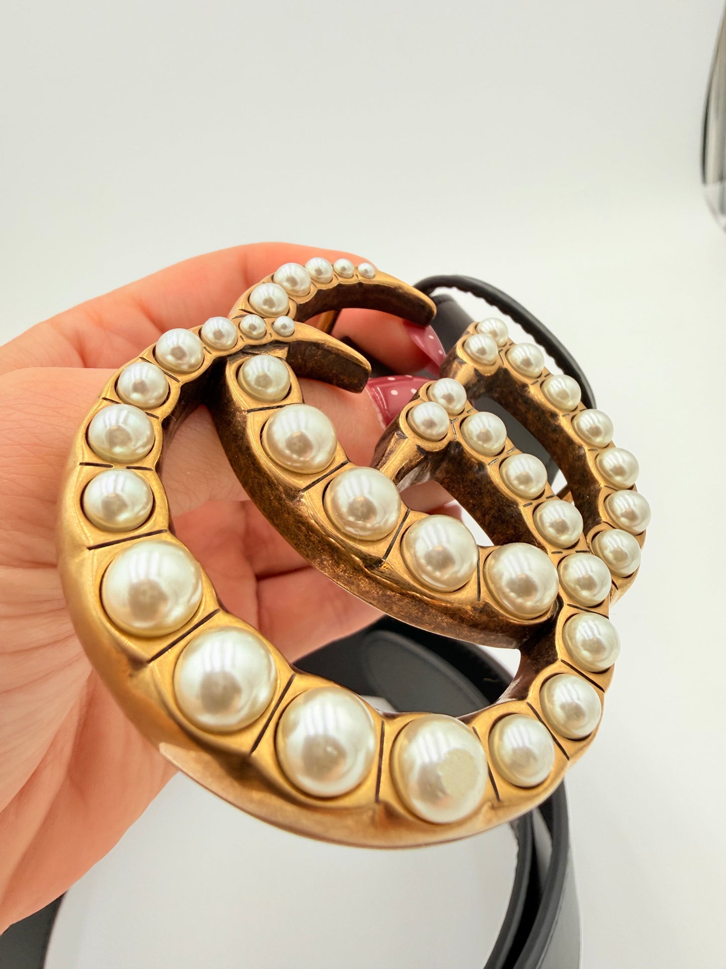 Belt Luxury Designer By Gucci In Black & Gold