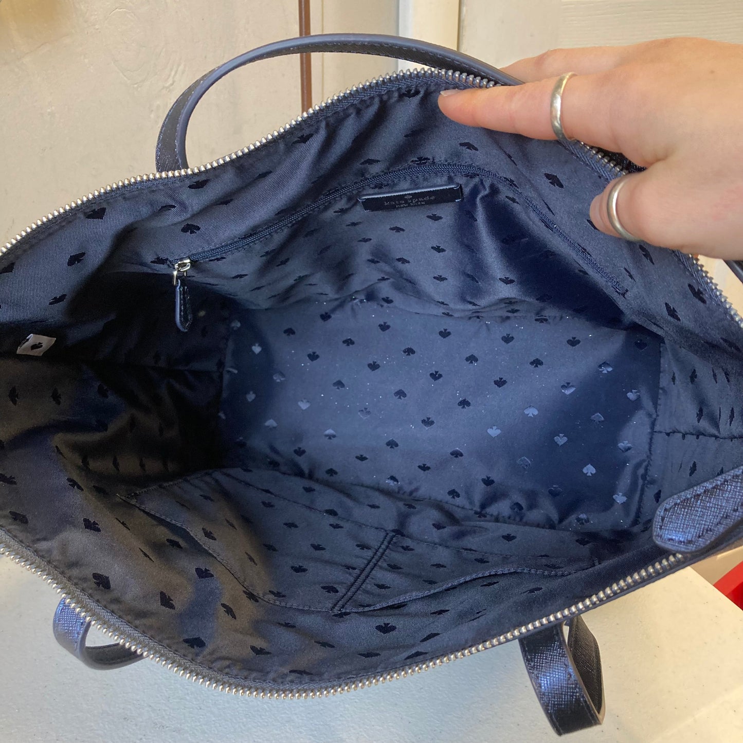 Tote Designer By Kate Spade In Blue, Size:Large