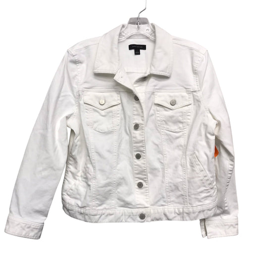 Jacket Denim By Ann Taylor In White Denim, Size:L