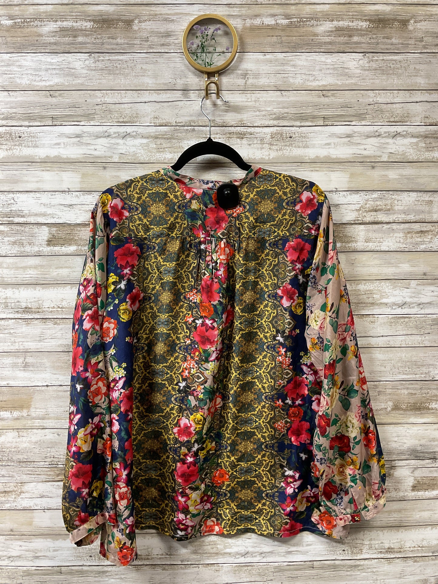 Blouse Ls By Johnny Was In Floral Print, Size:Xl