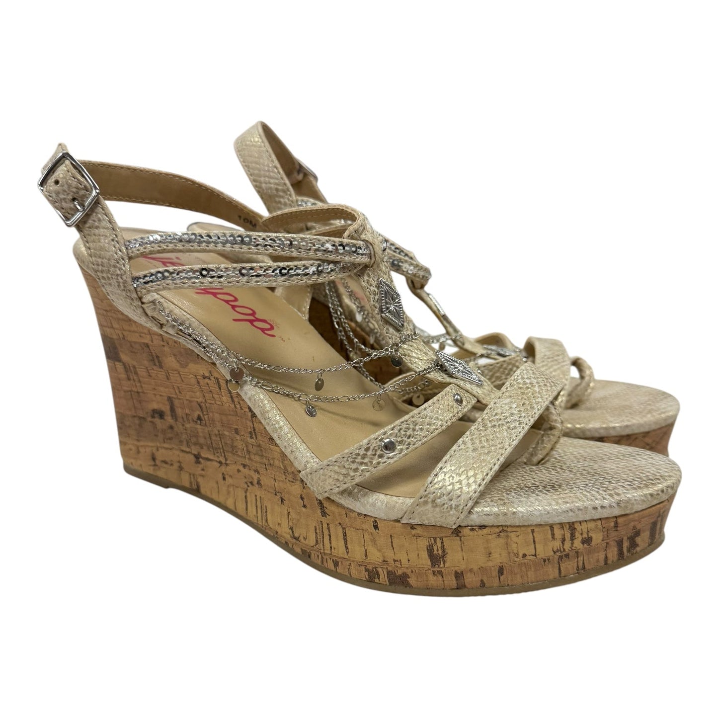 Sandals Heels Wedge By Jelly Pop In Tan, Size:10