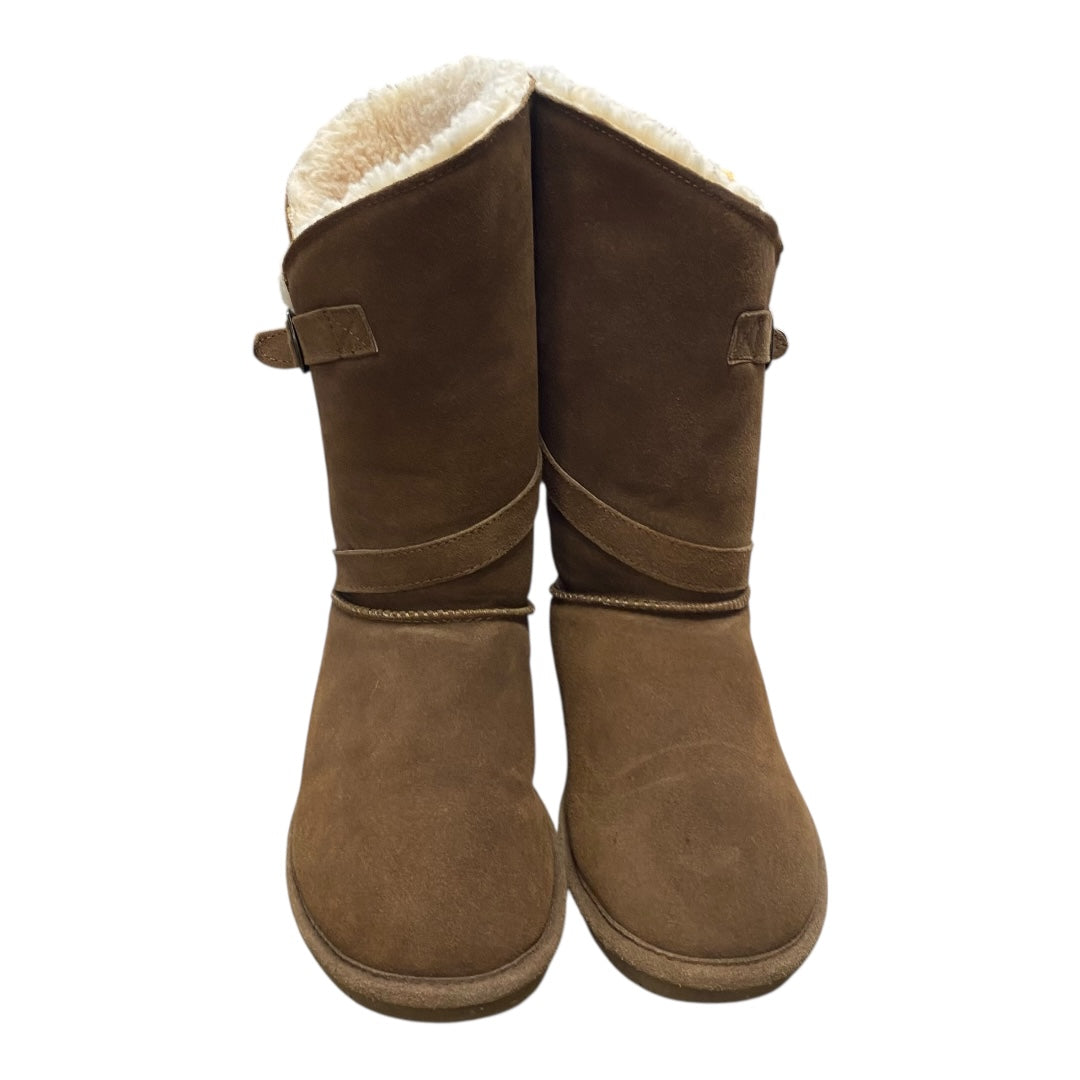 Boots Mid-Calf Flats By Bearpaw In Brown, Size:9