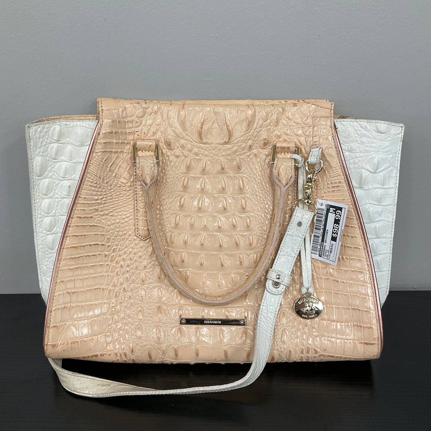 Handbag Designer By Brahmin In Peach, Size:Medium