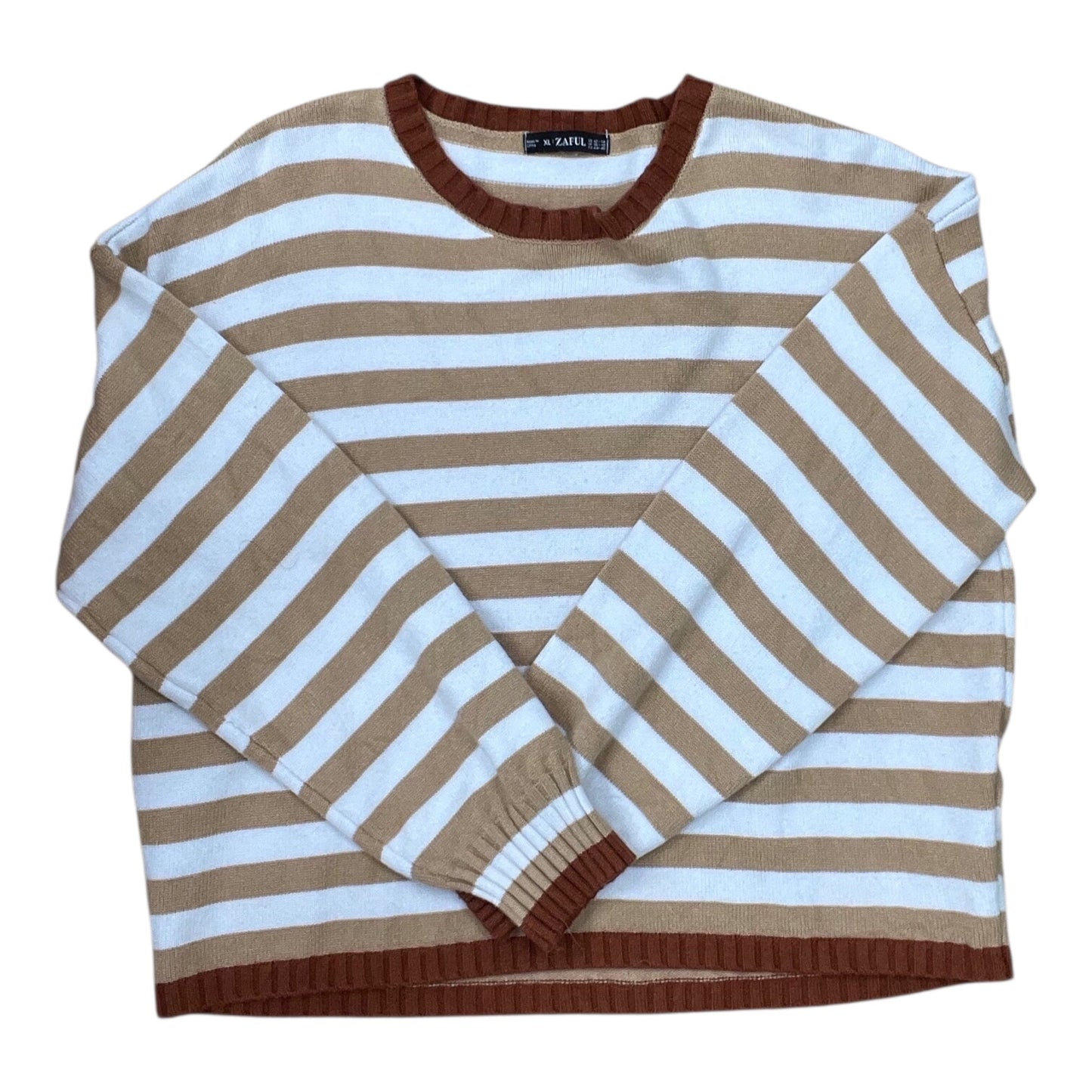 Sweater By Zaful In Tan & White, Size:Xl
