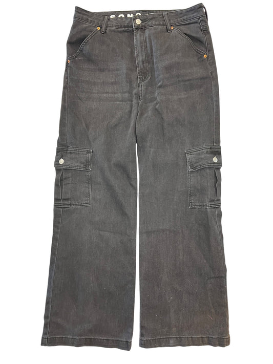 Jeans Wide Leg By Clothes Mentor In Black Denim, Size:12