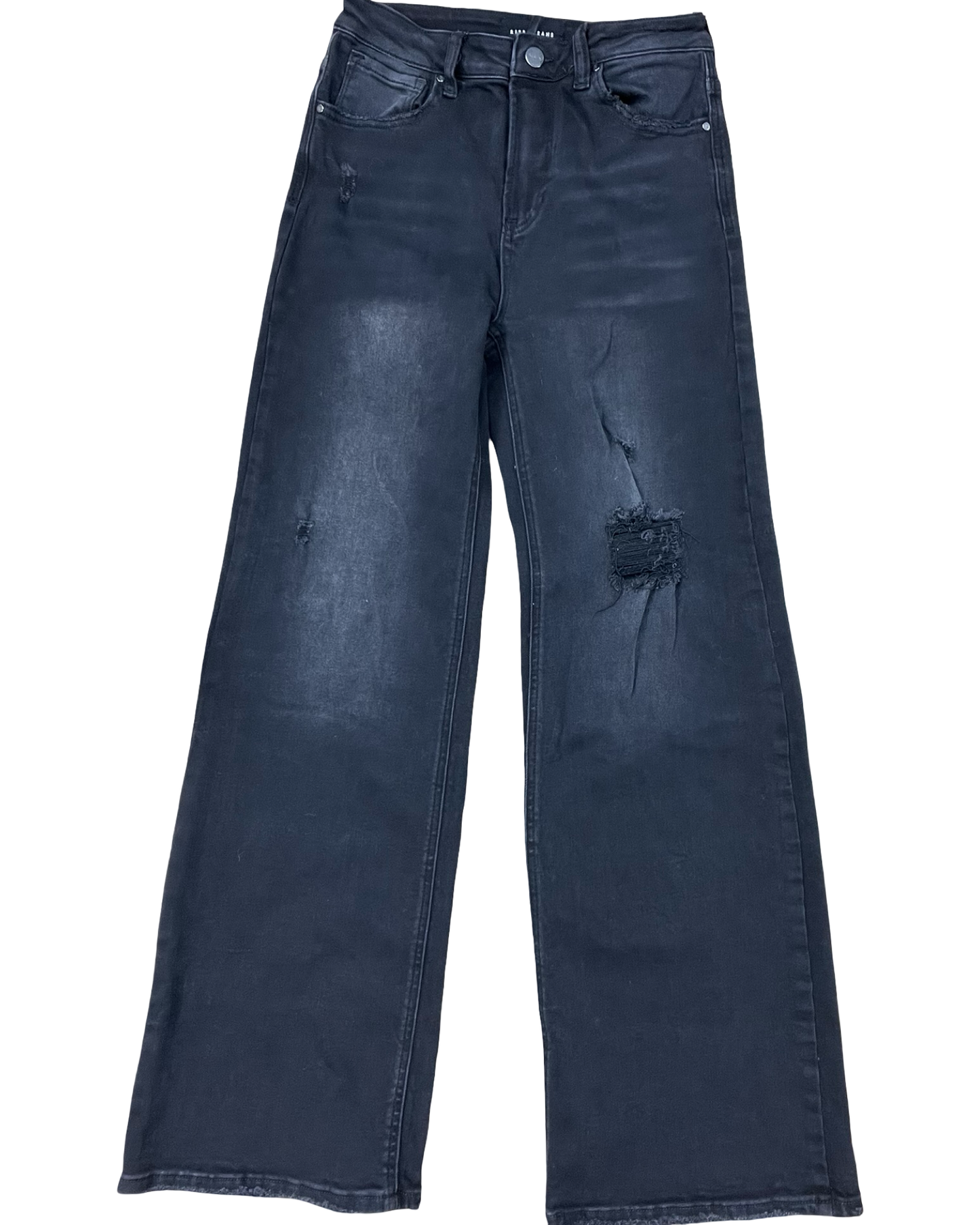 Jeans Wide Leg By Risen In Black Denim, Size:4