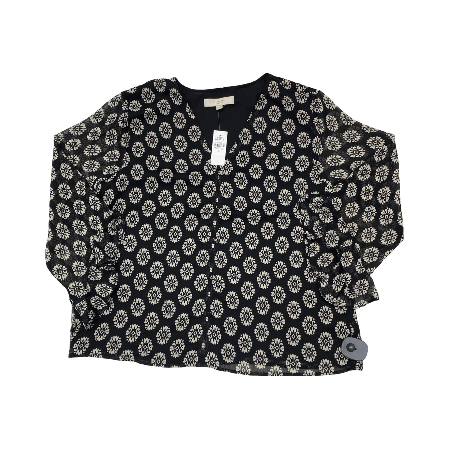 Top Ls By Loft In Black & Cream, Size:L