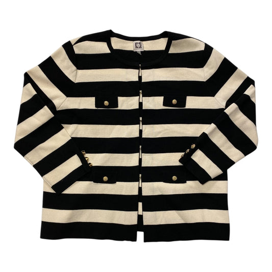 Sweater Cardigan By Anne Klein In Striped Pattern, Size:L