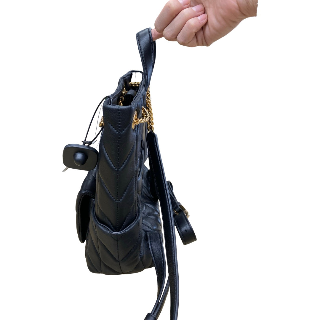 Backpack Designer By Karl Lagerfeld In Black & Gold, Size:Medium