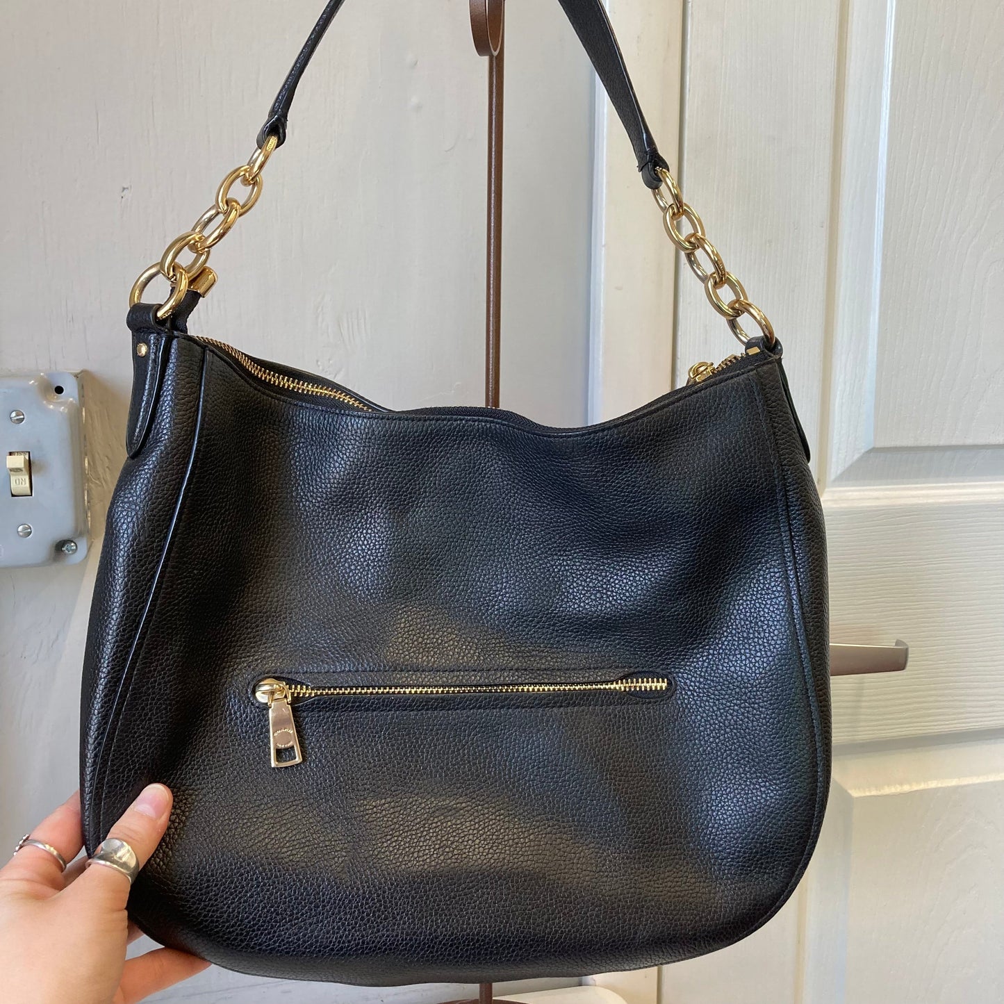 Handbag Designer By Coach In Black, Size:Large