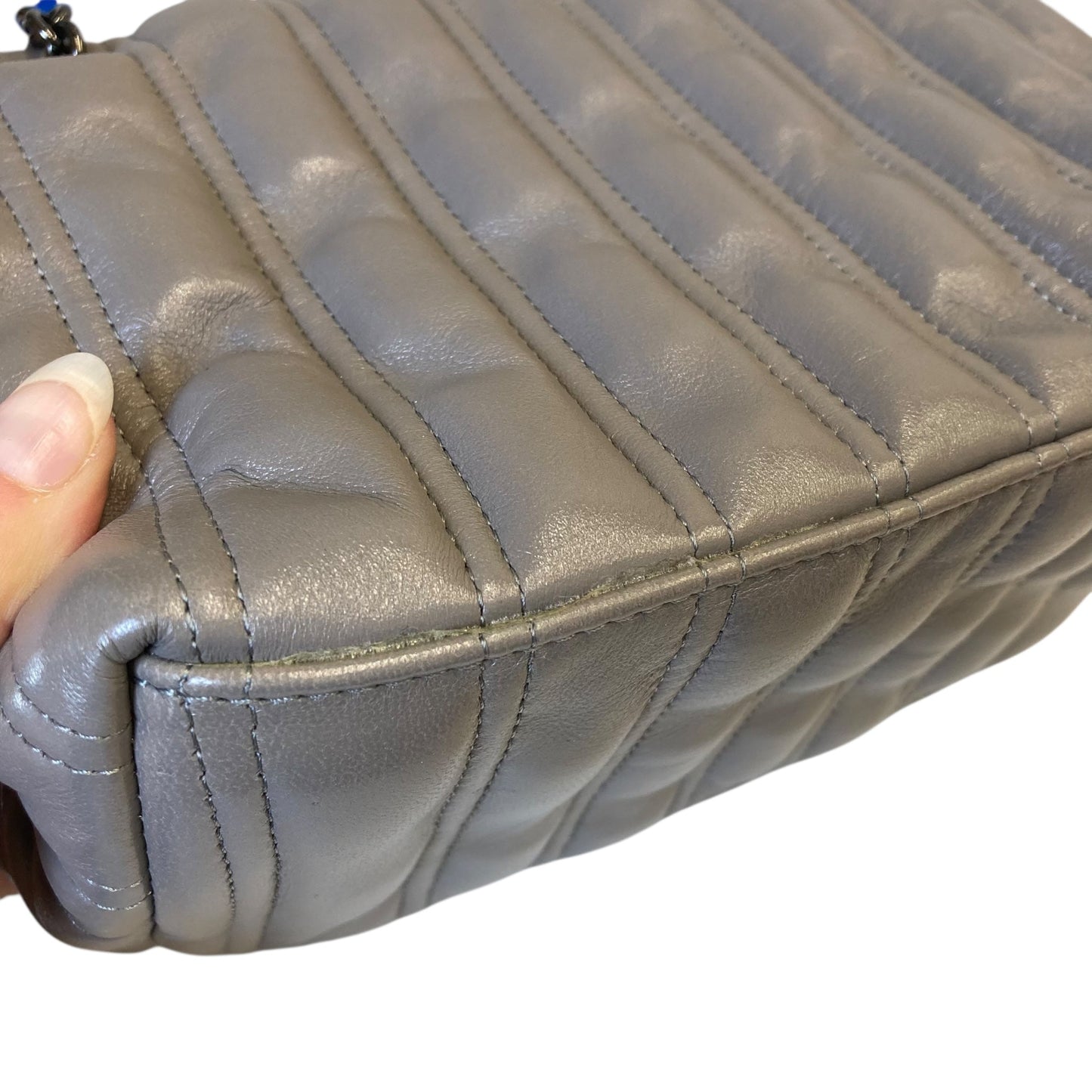 Handbag Designer By Longchamp In Grey, Size:Small