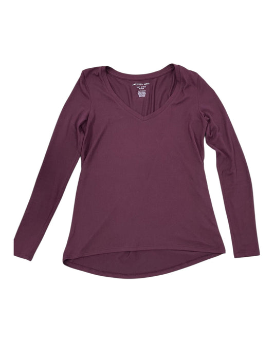 Top Ls Basic By American Eagle In Maroon, Size:Xs