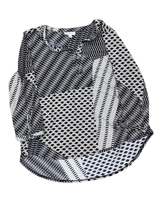 Top 3/4 Sleeve By Dana Buchman In Black & Tan, Size:Xl