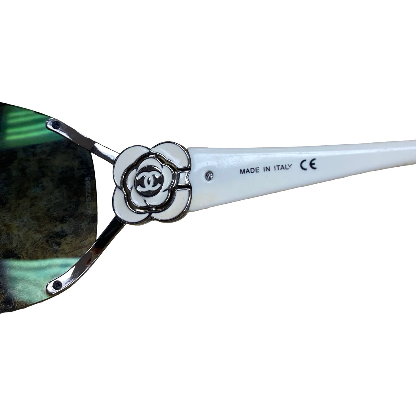 Sunglasses Luxury Designer By Chanel In Silver & White, Size: