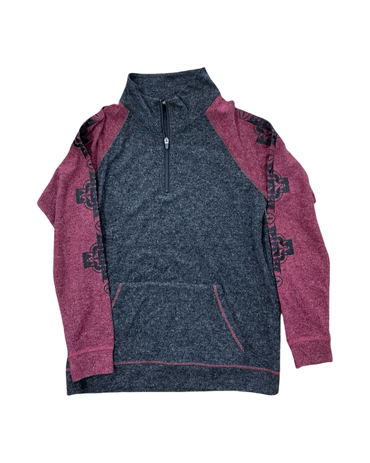 Sweatshirt Collar By Clothes Mentor In Black & Red, Size:L