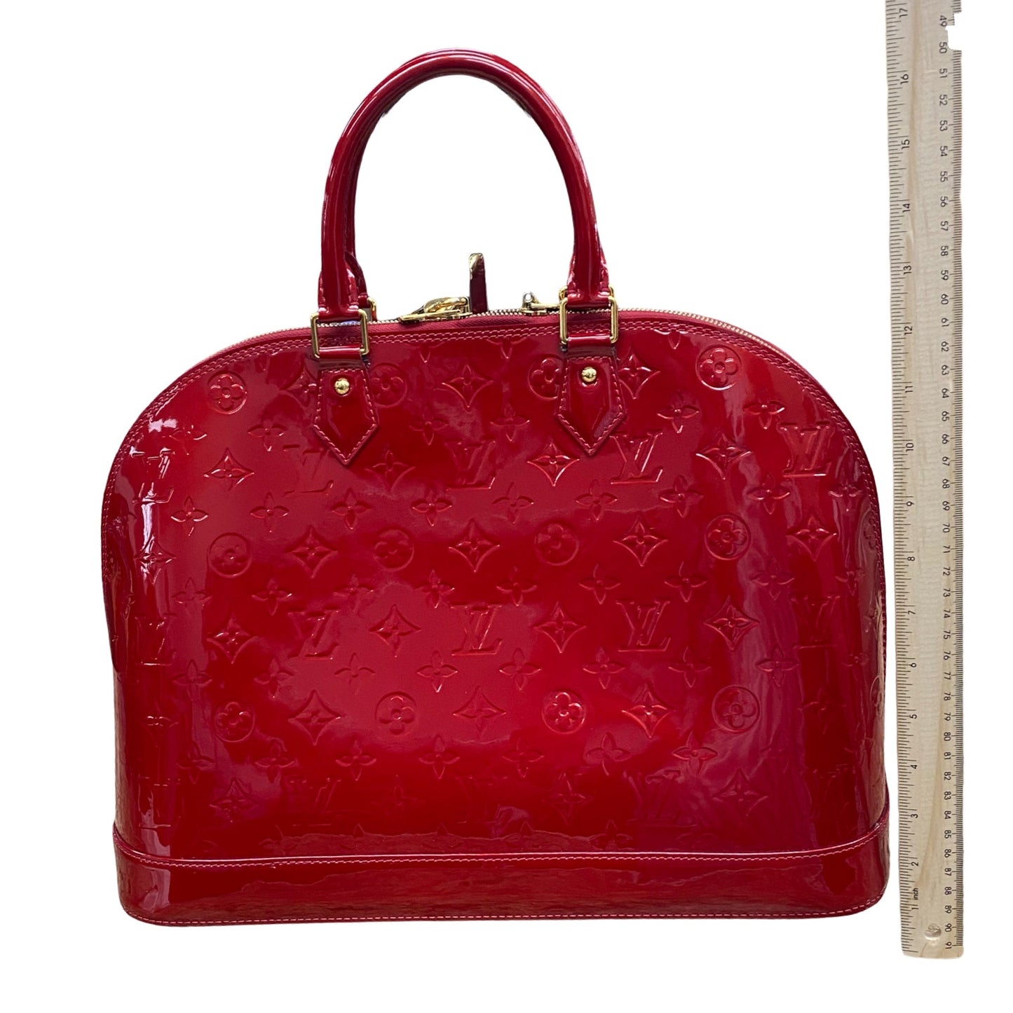 Handbag Luxury Designer By Louis Vuitton In Red Vernis, Size:Large (GM)