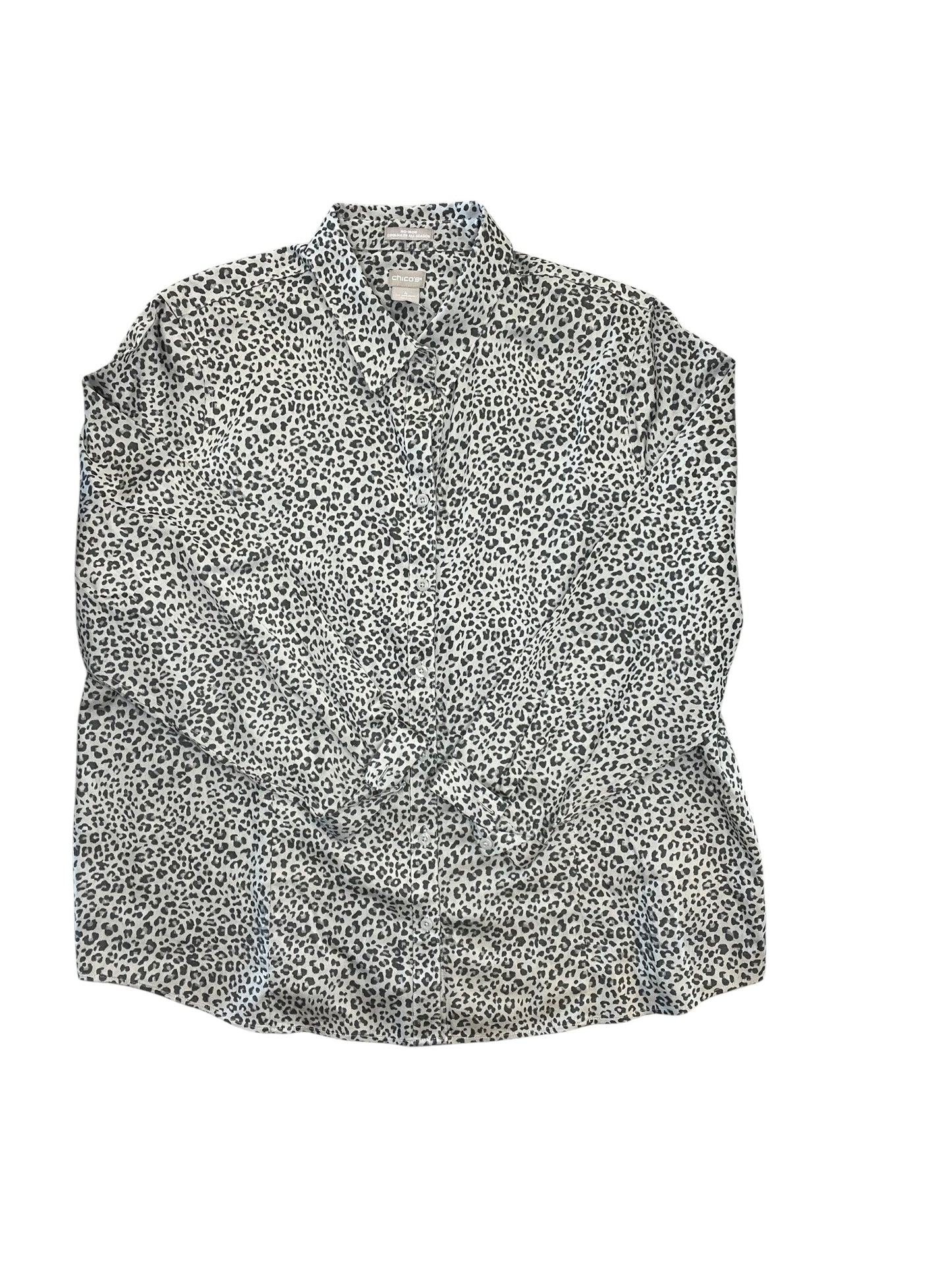 Blouse Ls By Chicos In Leopard Print, Size:2X