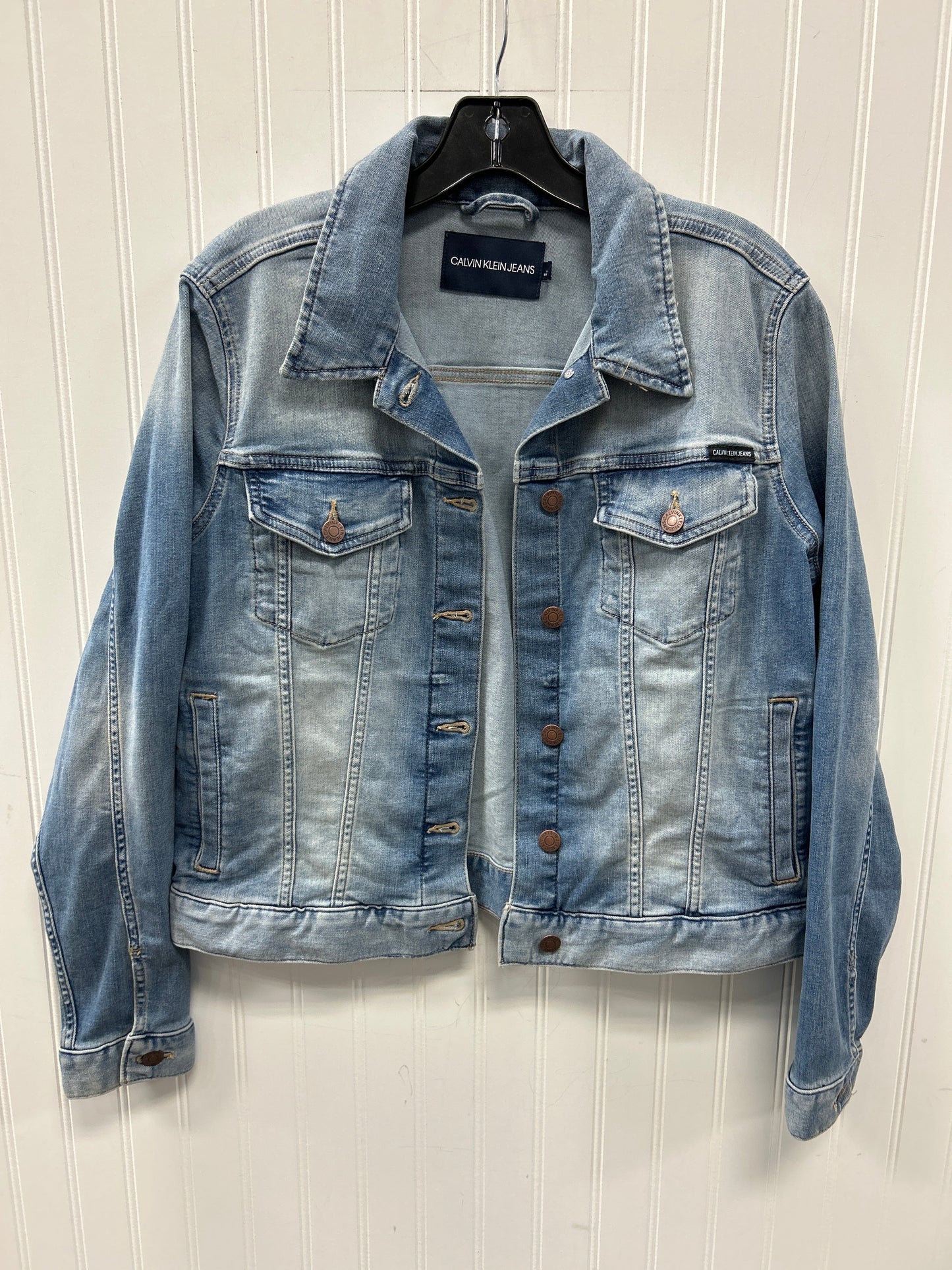 Jacket Denim By Calvin Klein In Blue Denim, Size:L